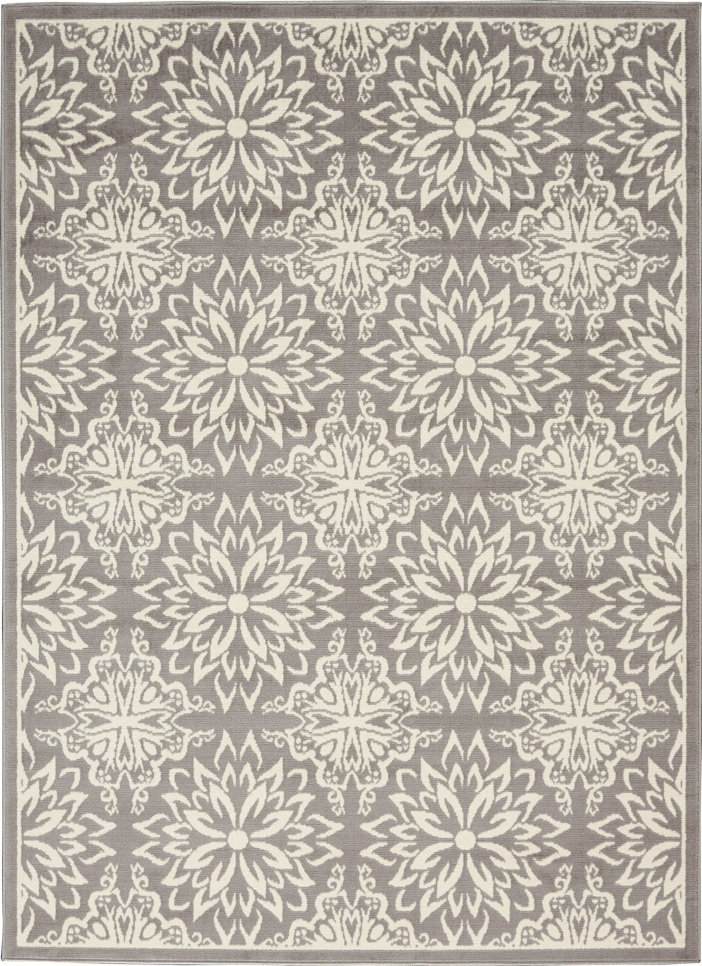 Homeroots 6' X 9' Gray Floral Power Loom Area Rug  Polypropylene 522204