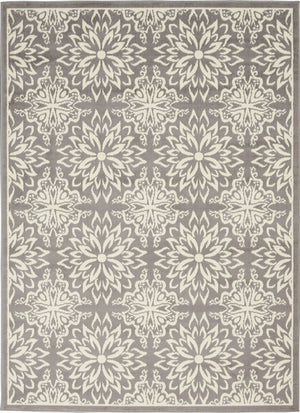 Homeroots 6' X 9' Gray Floral Power Loom Area Rug  Polypropylene 522204