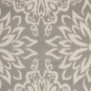 HomeRoots 8' Gray Round Floral Area Rug – Elegant Power Loomed Design for Modern and Traditional Spaces 6' X 9' Rectangle 522204