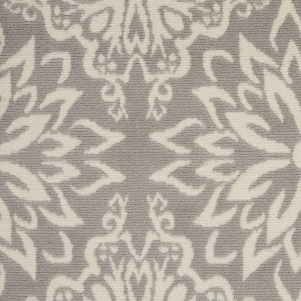 HomeRoots 8' Gray Round Floral Area Rug – Elegant Power Loomed Design for Modern and Traditional Spaces 6' X 9' Rectangle 522204