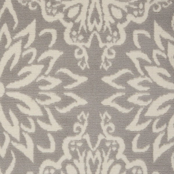HomeRoots 8' Gray Round Floral Area Rug – Elegant Power Loomed Design for Modern and Traditional Spaces 6' X 9' Rectangle 522204