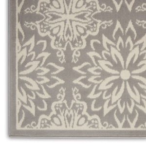 HomeRoots 8' Gray Round Floral Area Rug – Elegant Power Loomed Design for Modern and Traditional Spaces 6' X 9' Rectangle 522204