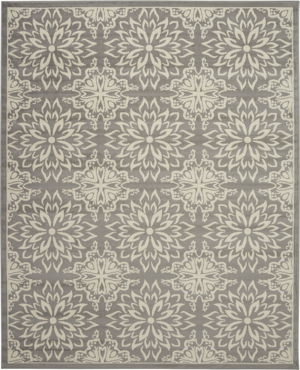 Homeroots 7' X 10' Gray Floral Power Loom Area Rug  Polypropylene 522207
