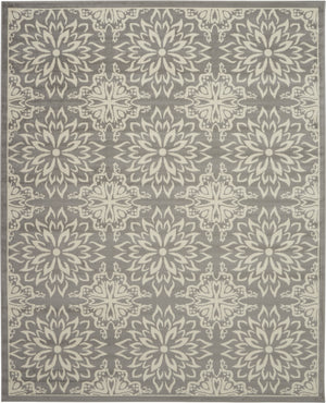 Homeroots 7' X 10' Gray Floral Power Loom Area Rug  Polypropylene 522207