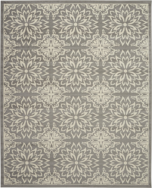 Homeroots 7' X 10' Gray Floral Power Loom Area Rug  Polypropylene 522207