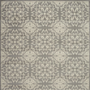 Homeroots 7' X 10' Gray Floral Power Loom Area Rug  Polypropylene 522207
