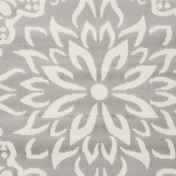 HomeRoots 8' Gray Round Floral Area Rug – Elegant Power Loomed Design for Modern and Traditional Spaces 7' X 10' Rectangle 522207