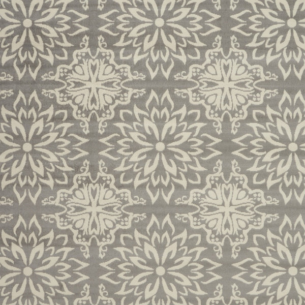 Homeroots 7' X 10' Gray Floral Power Loom Area Rug  Polypropylene 522207
