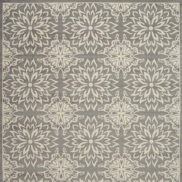 Homeroots 8' X 10' Gray Floral Power Loom Area Rug  Polypropylene 522208