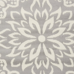 HomeRoots 8' Gray Round Floral Area Rug – Elegant Power Loomed Design for Modern and Traditional Spaces 8' X 10' Rectangle 522208