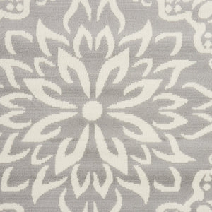 HomeRoots 8' Gray Round Floral Area Rug – Elegant Power Loomed Design for Modern and Traditional Spaces 8' X 10' Rectangle 522208