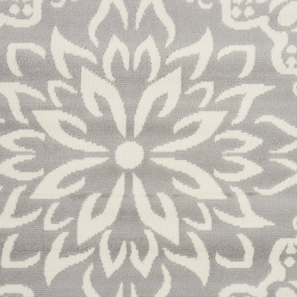 HomeRoots 8' Gray Round Floral Area Rug – Elegant Power Loomed Design for Modern and Traditional Spaces 8' X 10' Rectangle 522208