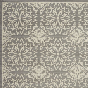 Homeroots 8' X 10' Gray Floral Power Loom Area Rug  Polypropylene 522208