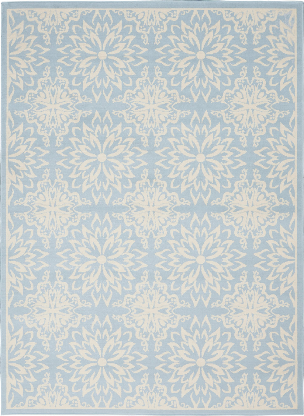 Homeroots 5' X 7' Light Blue Floral Power Loom Area Rug  Polypropylene 522211