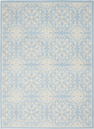 Homeroots 5' X 7' Light Blue Floral Power Loom Area Rug  Polypropylene 522211