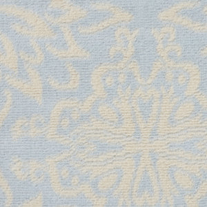 Homeroots 5' Light Blue Round Floral Power Loom Area Rug  Polypropylene 522212