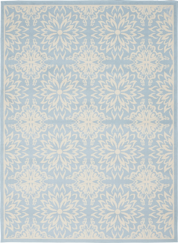 Homeroots 6' X 9' Light Blue Floral Power Loom Area Rug  Polypropylene 522214