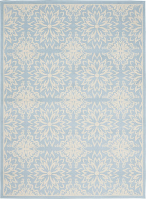 Homeroots 6' X 9' Light Blue Floral Power Loom Area Rug  Polypropylene 522214