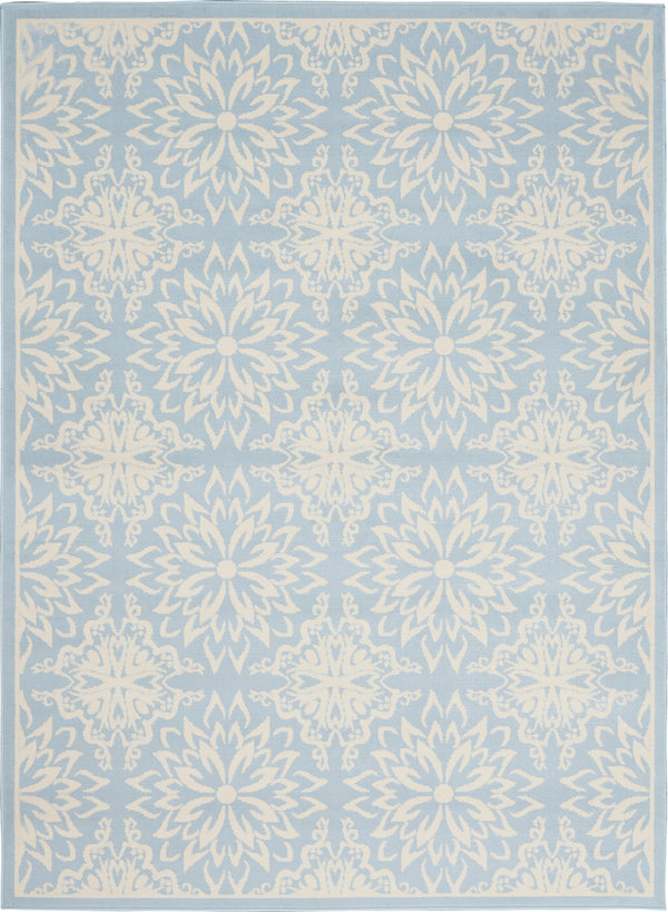 Homeroots 6' X 9' Light Blue Floral Power Loom Area Rug  Polypropylene 522214