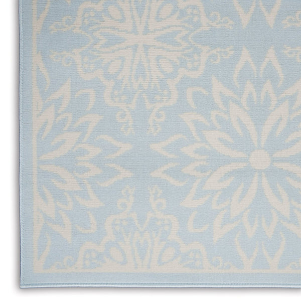HomeRoots 6' Light Blue Floral Area Rug – Timeless Elegance for Living Rooms, Bedrooms, and Home Offices 6' X 9' Rectangle 522214