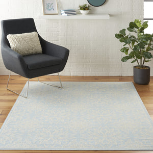 Homeroots 6' X 9' Light Blue Floral Power Loom Area Rug  Polypropylene 522214