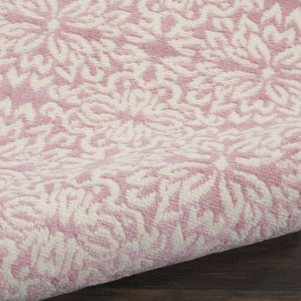 HomeRoots 6' Pink Floral Power Loom Area Rug - Timeless Charm for Living Spaces with Soft Elegance and Durability 6' X 9' Rectangle 522218