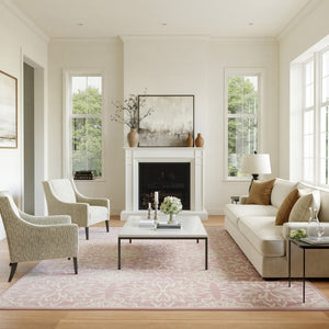 HomeRoots 6' Pink Floral Power Loom Area Rug - Timeless Charm for Living Spaces with Soft Elegance and Durability 6' X 9' Rectangle 522218