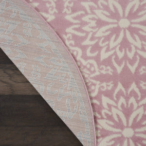 Homeroots 5' Pink Round Floral Power Loom Area Rug  Polypropylene 522219