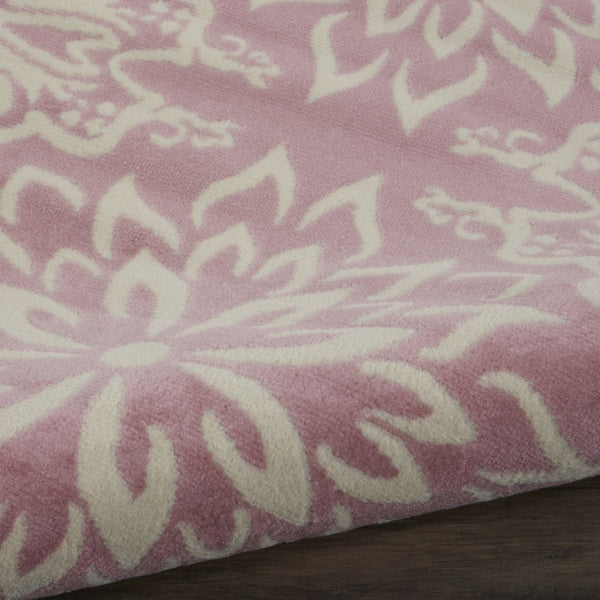HomeRoots 6' Pink Floral Power Loom Area Rug - Timeless Charm for Living Spaces with Soft Elegance and Durability 8' X 10' Rectangle 522221