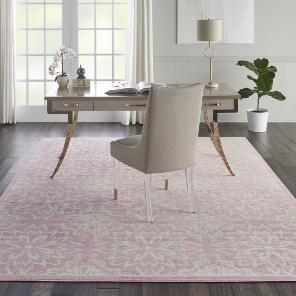 Homeroots 8' X 10' Pink Floral Power Loom Area Rug  Polypropylene 522221