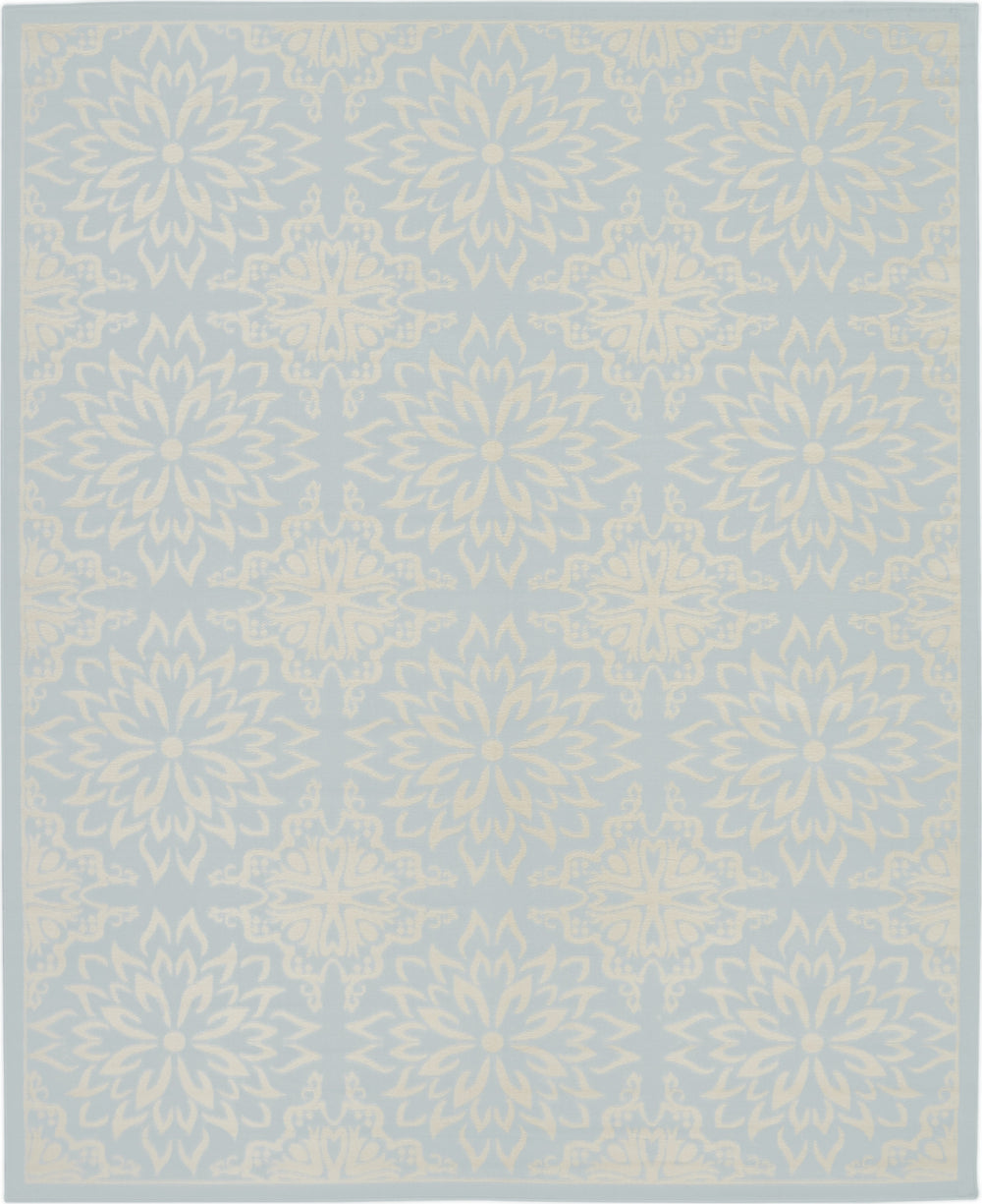 Homeroots 8' X 10' Light Blue Floral Power Loom Area Rug  Polypropylene 522222