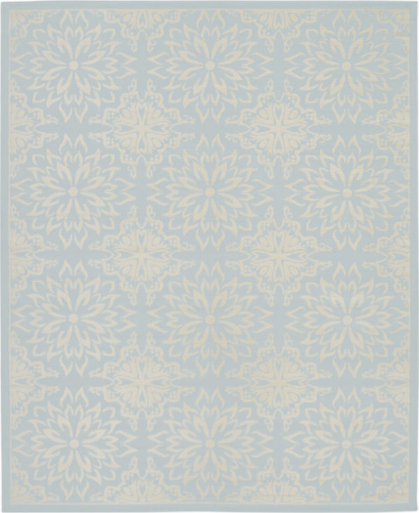 Homeroots 8' X 10' Light Blue Floral Power Loom Area Rug  Polypropylene 522222