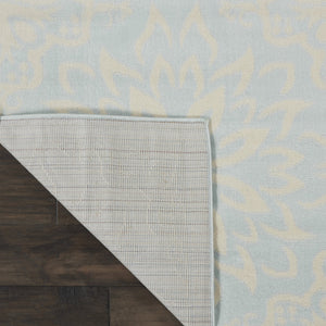 Homeroots 8' X 10' Light Blue Floral Power Loom Area Rug  Polypropylene 522222