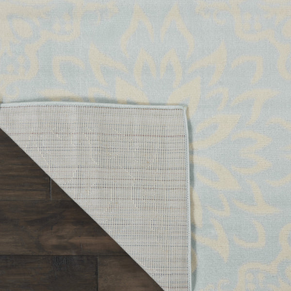 Homeroots 8' X 10' Light Blue Floral Power Loom Area Rug  Polypropylene 522222