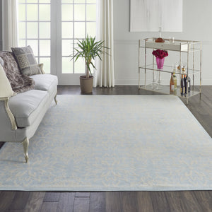 Homeroots 8' X 10' Light Blue Floral Power Loom Area Rug  Polypropylene 522222