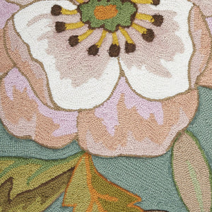 HomeRoots 8' Green Floral Hand Hooked Area Rug - Artisanal Charm, Durable Design & Timeless Style for Any Space 8' X 11' Rectangle 522228