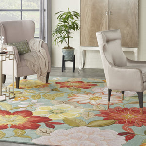 HomeRoots 8' Green Floral Hand Hooked Area Rug - Artisanal Charm, Durable Design & Timeless Style for Any Space 8' X 11' Rectangle 522228