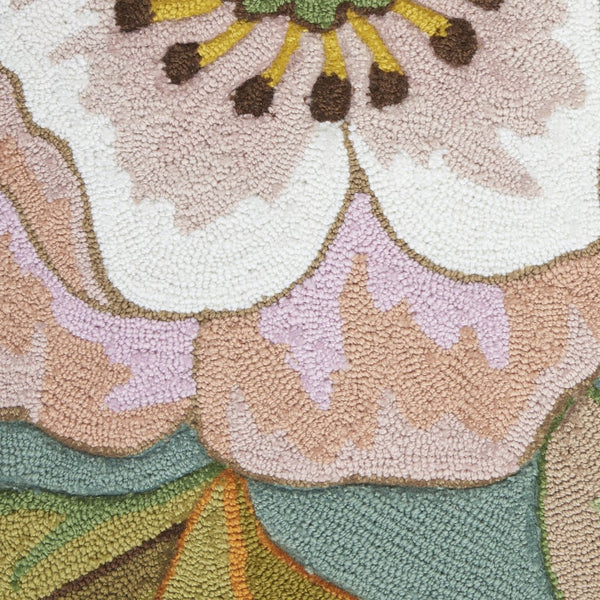 HomeRoots 8' Green Floral Hand Hooked Area Rug - Artisanal Charm, Durable Design & Timeless Style for Any Space 4' X 6' Rectangle 522230