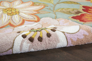 HomeRoots 8' Green Floral Hand Hooked Area Rug - Artisanal Charm, Durable Design & Timeless Style for Any Space 4' X 6' Rectangle 522230