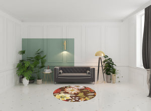 Homeroots 6' Brown Round Floral Hand Hooked Handmade Area Rug  Polypropylene 522232