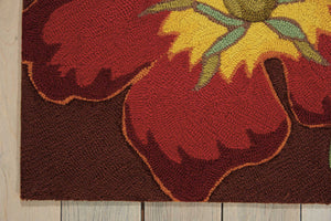 Homeroots 4' X 6' Brown Floral Hand Hooked Handmade Area Rug  Polypropylene 522236