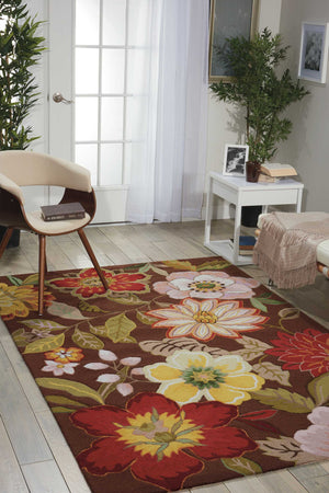 Homeroots 4' X 6' Brown Floral Hand Hooked Handmade Area Rug  Polypropylene 522236