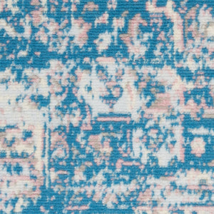 HomeRoots 6' Blue Damask Power Loom Area Rug – Timeless Elegance for Living Spaces with Easy Care Durability 6' X 9' Rectangle 522242
