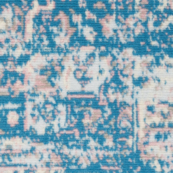 HomeRoots 6' Blue Damask Power Loom Area Rug – Timeless Elegance for Living Spaces with Easy Care Durability 6' X 9' Rectangle 522242