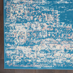 Homeroots 6' X 9' Blue Damask Power Loom Area Rug  Polypropylene 522242