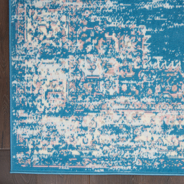 Homeroots 6' X 9' Blue Damask Power Loom Area Rug  Polypropylene 522242