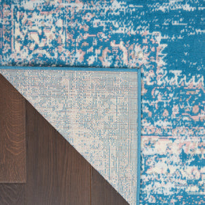 Homeroots 6' X 9' Blue Damask Power Loom Area Rug  Polypropylene 522242