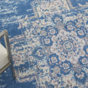 Homeroots 6' X 9' Blue Damask Power Loom Area Rug  Polypropylene 522242