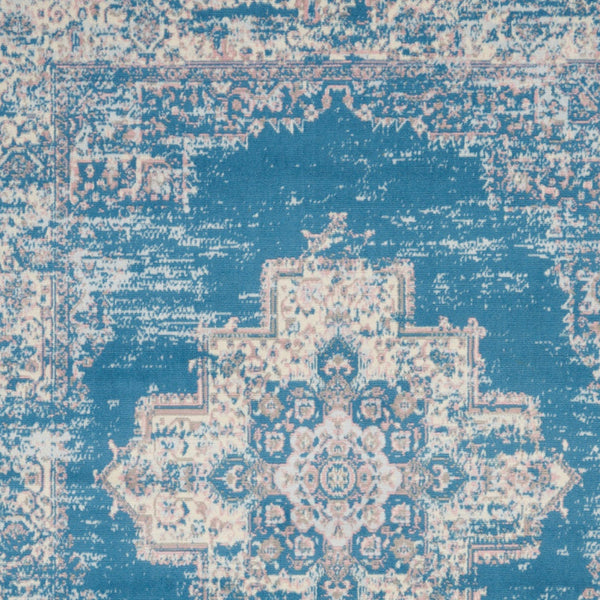 Homeroots 6' X 9' Blue Damask Power Loom Area Rug  Polypropylene 522242