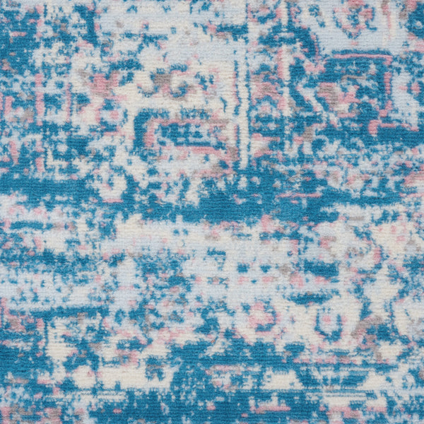 Homeroots 8' X 10' Blue Damask Power Loom Area Rug  Polypropylene 522245